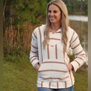 Baja Joe Vintage Unisex Striped Hooded Pullover